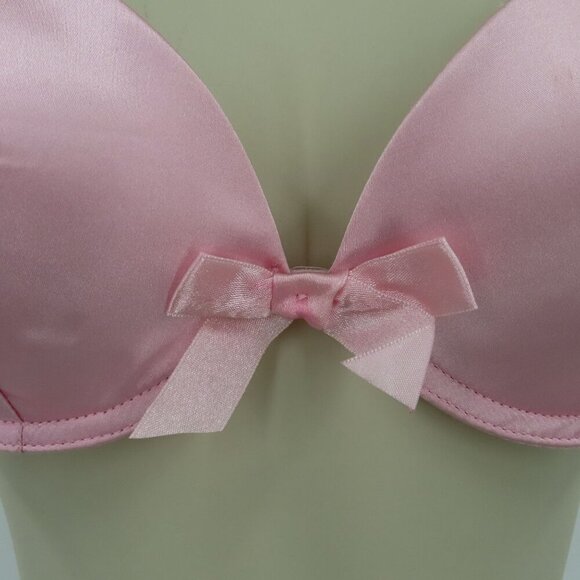 Dolce & Gabbana Womens 34B Solid Pink Satin Bow Coquette Bra Underwire Lined - Picture 4 of 16